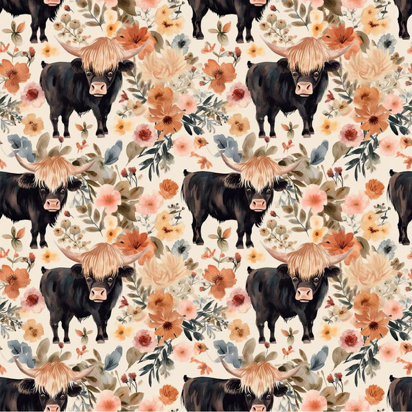 Printed Pattern Vinyl - Real Cow Black - 12 x 12