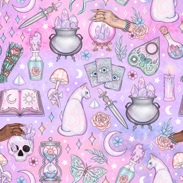 Pastel Goth Witch Pattern Pillows