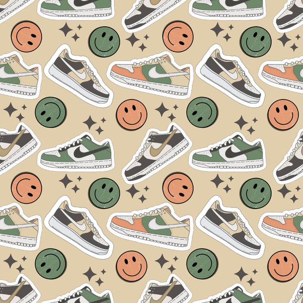 Sneakers & Smiley Faces 12x12 Patterned Vinyl Sheet - iCraftVinyl