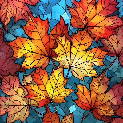 Stained Glass Fall Leaves 12x12 Patterned Vinyl Sheet