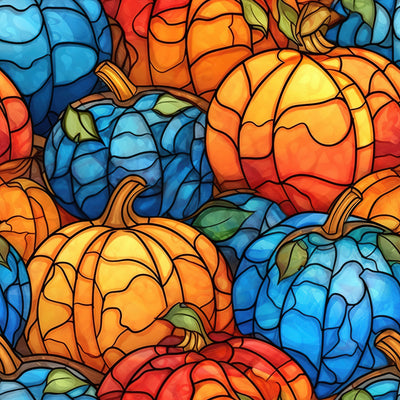 Stained Glass Pumpkins 12x12 Patterned Vinyl Sheet